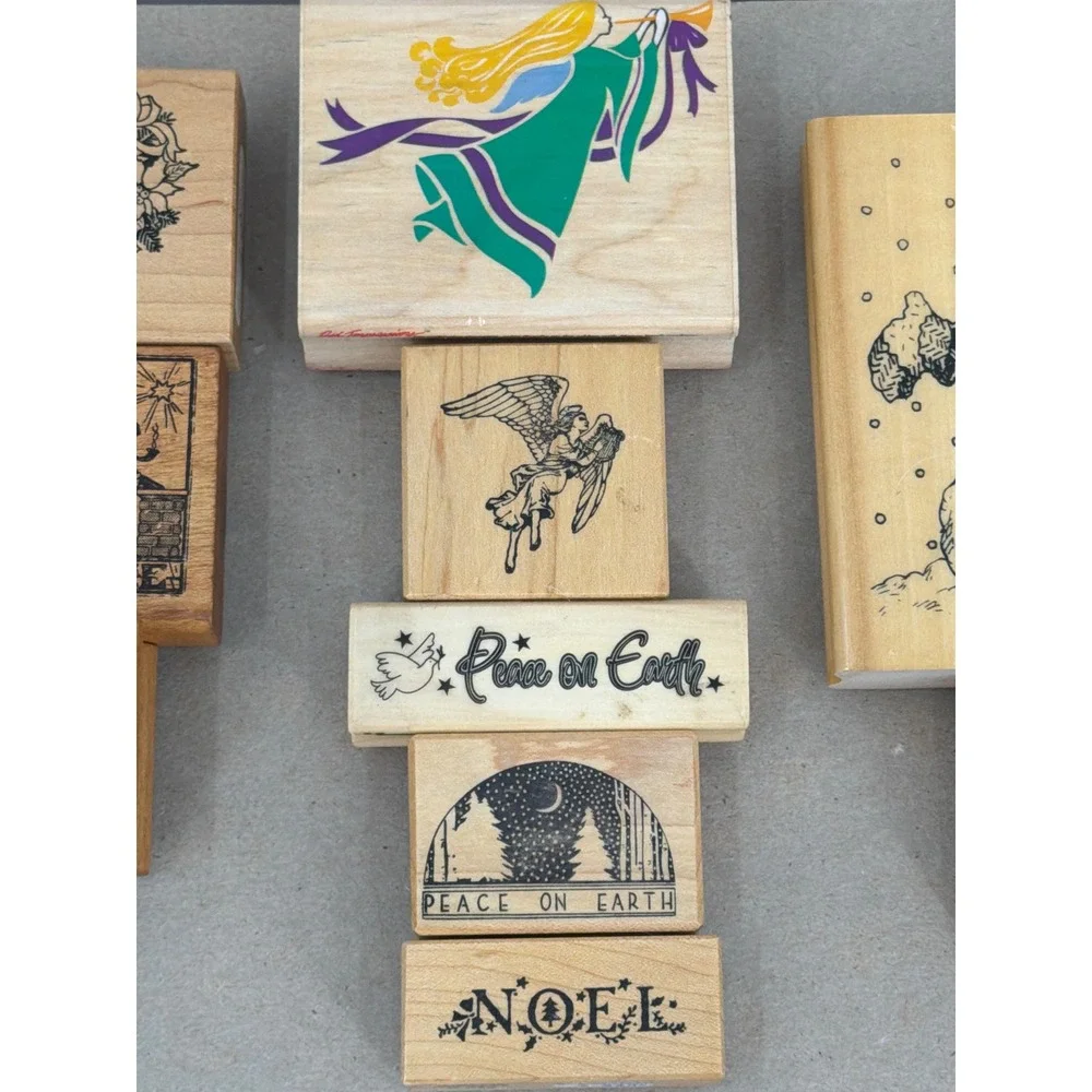 Vintage Christmas Rubber Stamp Lot PSX Anita's Snowman Angel Noel 12pc Mixed Set